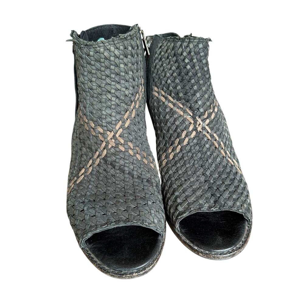 Womens Shoe Size 10 Woven Leather Cooper Double Zip Ankle Bootie